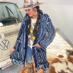 Samuel Dong Denim Fringed Jacket XL